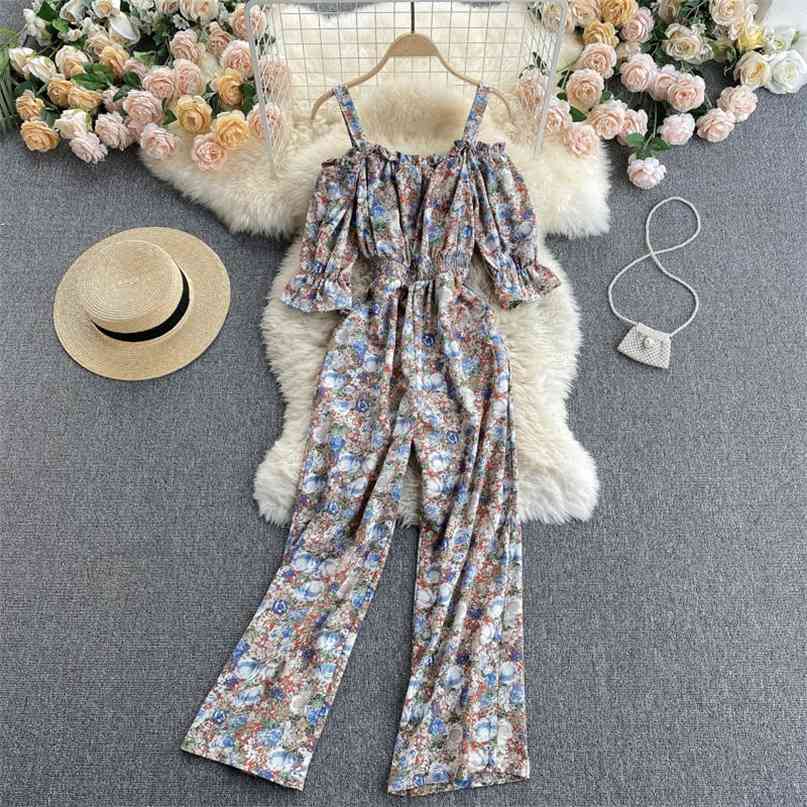 Women's Jumpsuit Summer Spaghetti Strap Off Shoulder Short Sleeve Elastic Waist Wide Leg Pants Floral Print Beach Overalls 210603, Khaki red
Women's Jumpsuit Summer Spaghetti Strap Off Shoulder Short Sleeve Elastic Waist Wide Leg Pants Floral Print Beach Overalls 210603, Khaki red
