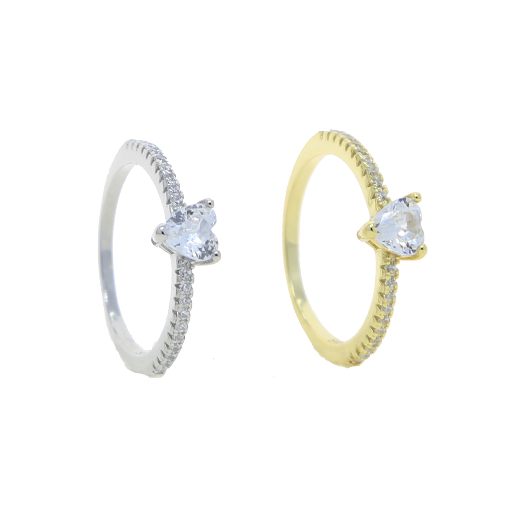 100% 925 Sterling Silver ring High Quality Geometric Sparking Cubic Zirconia Heart Cz Band Finger Rings for Women US Size 5 6 7 8