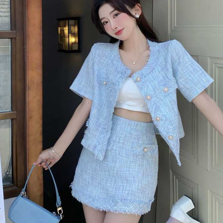 Korea Two Piece Set Women Summer Elegant Fashion Tweed O-Neck Short Sleeve Cardigan Top + Bodycon Mini Skirt Suit 210526, Pink
Korea Two Piece Set Women Summer Elegant Fashion Tweed O-Neck Short Sleeve Cardigan Top + Bodycon Mini Skirt Suit 210526, Pink