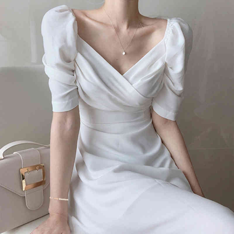 LoveFlowerLife V-Neck High Waist Chiffon Elegant Lace Up Korean Style Lady Wild Long Dress Women's Summer Dresses 210521