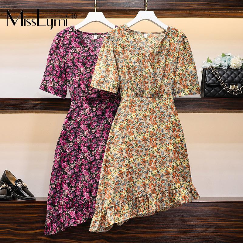 Plus Size Dresses L-5XL Women Floral Dress Summer 2021 Japanese Fashion V-neck Short Sleve High Waist Asymmetry Ruffle, Black
Plus Size Dresses L-5XL Women Floral Dress Summer 2021 Japanese Fashion V-neck Short Sleve High Waist Asymmetry Ruffle, Black