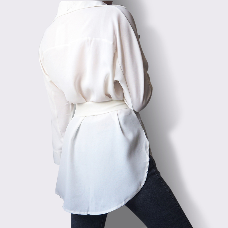 OL Style Elegant White Shirt Women Autumn Tops Fashion Formal Long Sleeve Lapel Lace-up Chiffon Blouses Blusas 210421