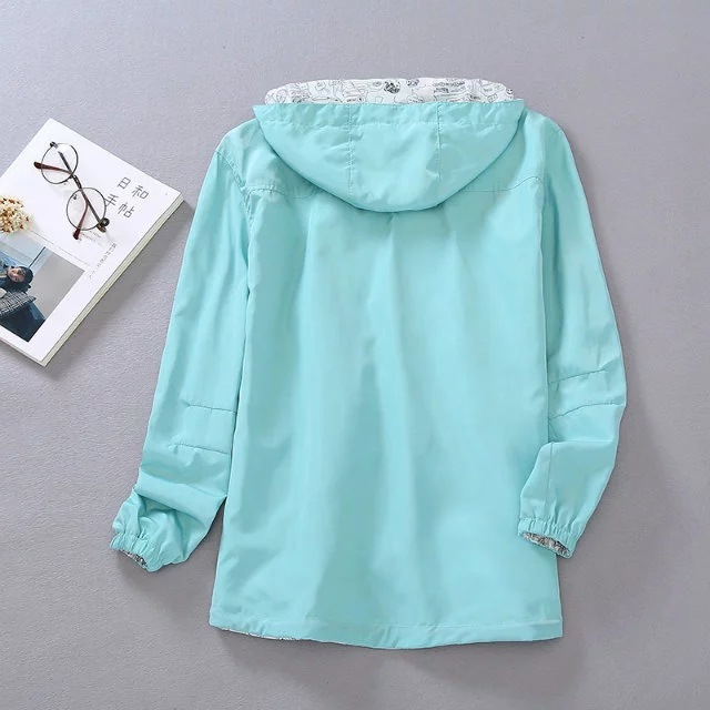 Women's Hooded Jackets Causal windbreaker for Women Basic Double Sided Coats Zipper Lightweight Bomber Famale 210428