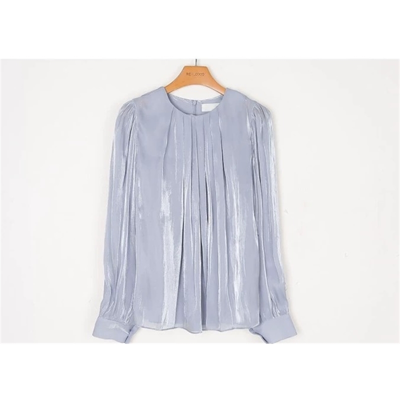 Korea Spring Women Elegant Solid Blouse Ladies Pullover O-Neck Long Sleeve Office OL Casual Shirt Femme 210519