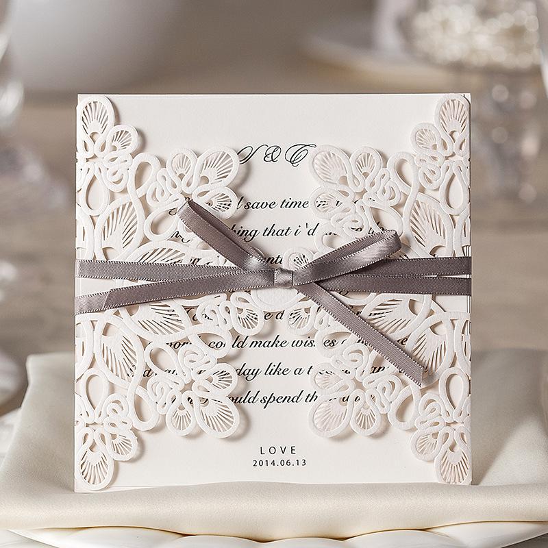 2021 Customizable Hollow Lace Wedding Invitation Card With Supplies Free Printable Cards Foil Stamping Laser Cut Wedding Invitations