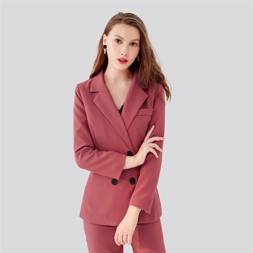 Women's Set Autumn Winter Long Sleeve Blazer Pants Women Sets two Breasted Jacket Formal Suit 2 Pieces Office Lady 220315