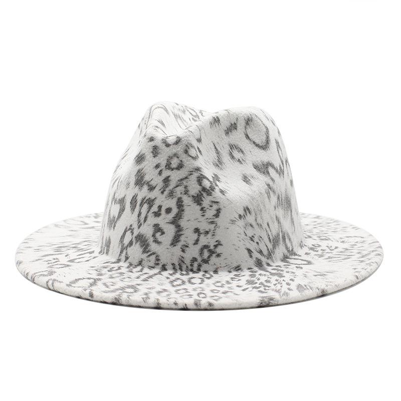 Wide Brim Hats Hat European And American Fedora Leopard Print Top White Flat Jazz Big Felt Hat2021
Wide Brim Hats Hat European And American Fedora Leopard Print Top White Flat Jazz Big Felt Hat2021