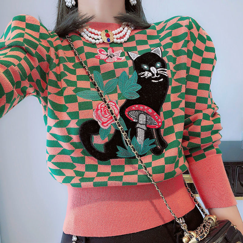 Nomikuma Autumn Winter New O Neck Puff Sleeve Women Pullovers Korean Kawaii Cartoon Hit Color Plaid Sweaters Streetwear Crop Top, Photo color
Nomikuma Autumn Winter New O Neck Puff Sleeve Women Pullovers Korean Kawaii Cartoon Hit Color Plaid Sweaters Streetwear Crop Top, Photo color