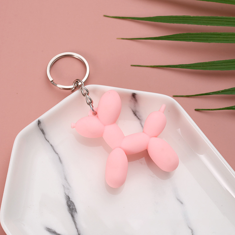Colorful Balloon Dog Keychain for Man Soft Rubber PVC Cute Women Key Chain Car Ring Bag Pendant