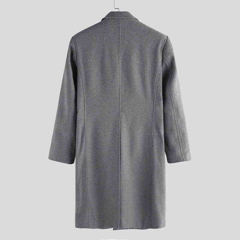 Men Wool & Blends Coat Solid Long Sleeve Jackets Fleece Men Overcoats Streetwear Fashion Long Male Outerwear Trench Woolen Coat 211122