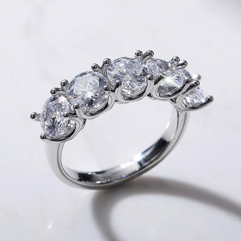 2024 Zircon Sier Ring, 6mm Round Cut Women's Wedding Band