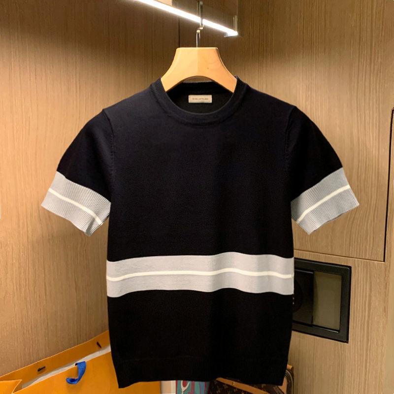 Men's Sweaters European And American Men 's Contrast Color Fit Short-Sleeved T-shirt Cool Striped Stitching Lightweight Sweater, White;black
Men's Sweaters European And American Men 's Contrast Color Fit Short-Sleeved T-shirt Cool Striped Stitching Lightweight Sweater, White;black