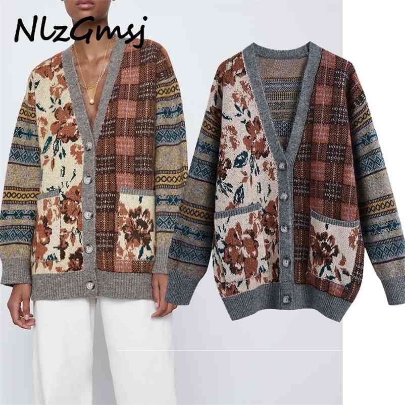 Sweater Women Vintage V-Neck Sleeve Knitted Fashion Slim Pocket Print Floral Warm Cardigan Casual Top 210628, As picture
Sweater Women Vintage V-Neck Sleeve Knitted Fashion Slim Pocket Print Floral Warm Cardigan Casual Top 210628, As picture