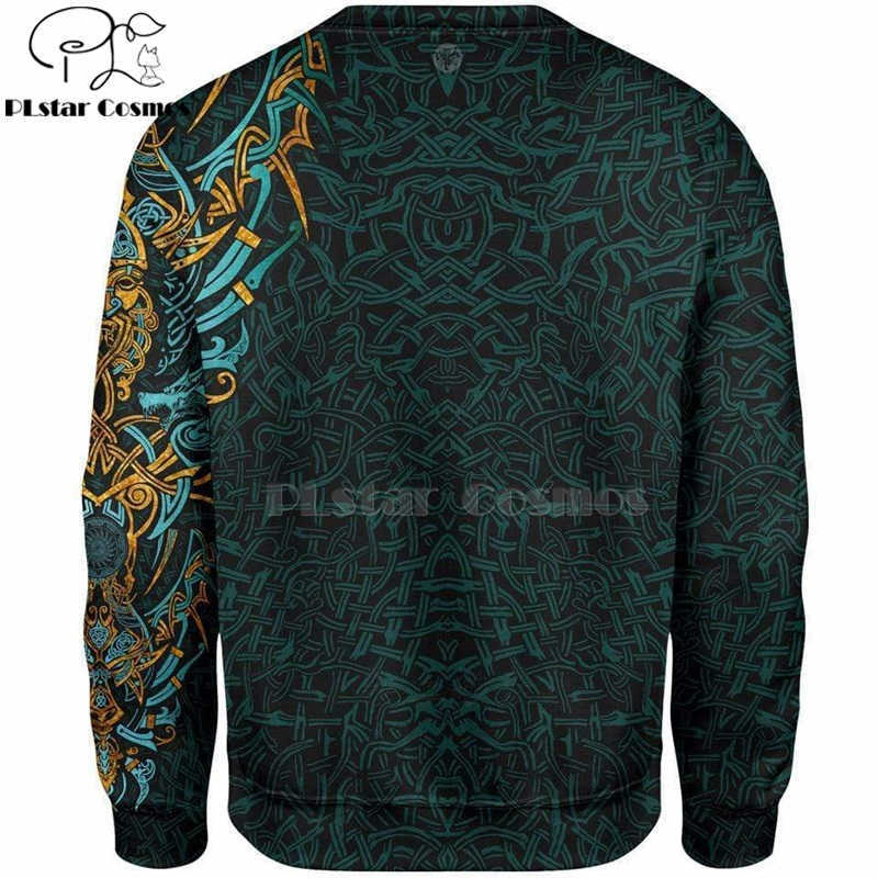 PLstar Cosmos Viking Warrior Tattoo Fashion Tracksuit casual 3D Print Zipper/Hoodie/Sweatshirt/Jacket/Men's Women style-46 210730