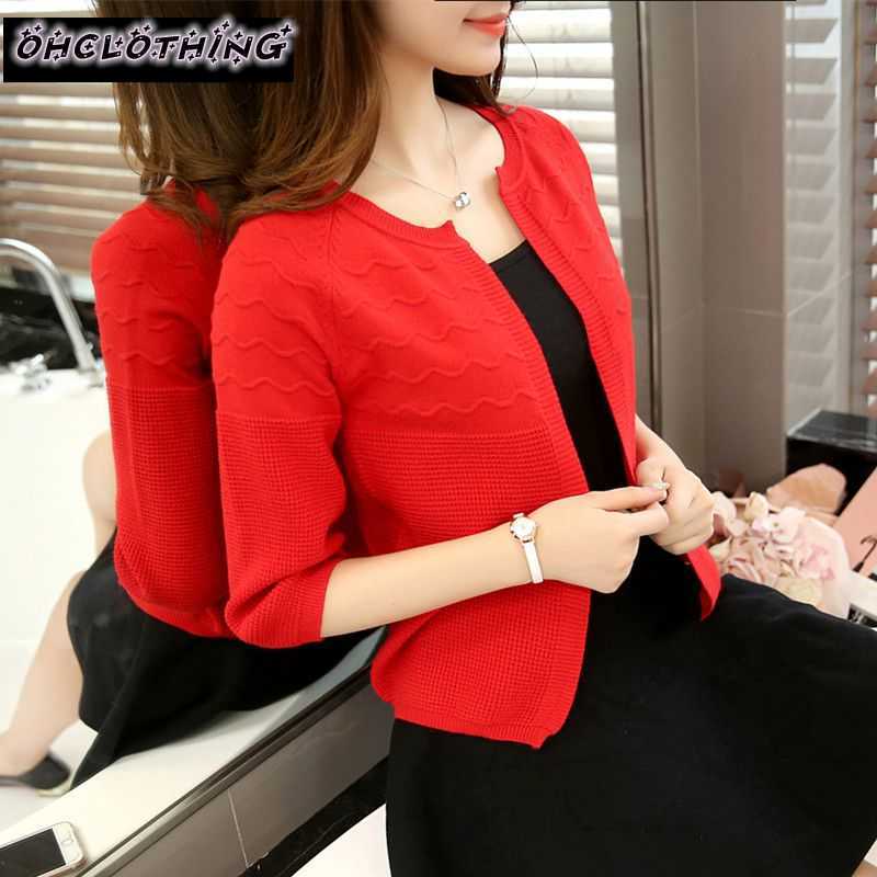 OHCLOTHING Selling Spring Summer Tops V-neck cape three quarter sleeve cardigan Fashion Women sweater slim Jacket coat 210914