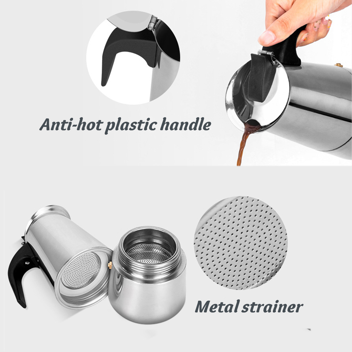 9 Cup Espresso Percolator Coffee Stovetop Maker 15oz Mocha Latte Pot Stove 450ml Capacity