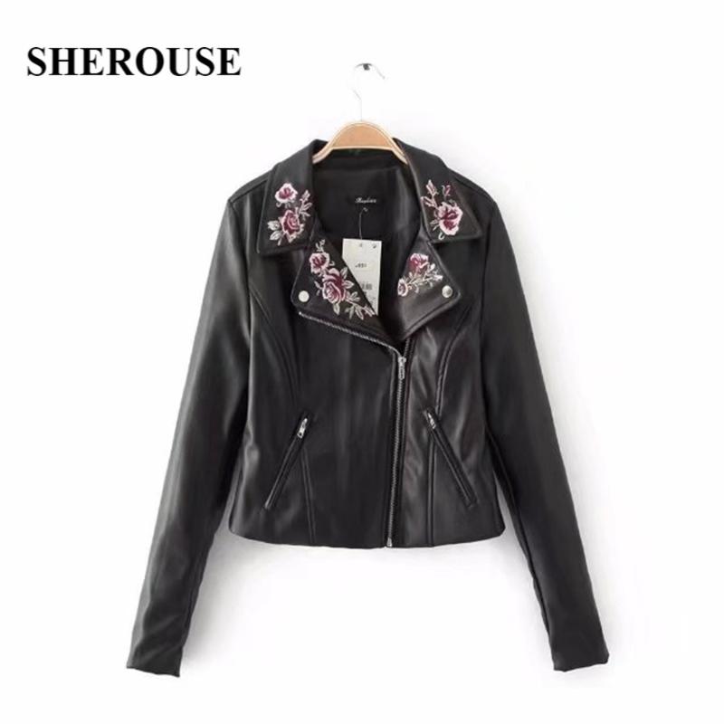 Women's Jackets Sherouse Women Fashion Faux Leather Jacket Lapel Collar With Floral Embroidery Long Sleeves Chic Lady Woman Y2K PU Black Coa, Black;brown
Women's Jackets Sherouse Women Fashion Faux Leather Jacket Lapel Collar With Floral Embroidery Long Sleeves Chic Lady Woman Y2K PU Black Coa, Black;brown
