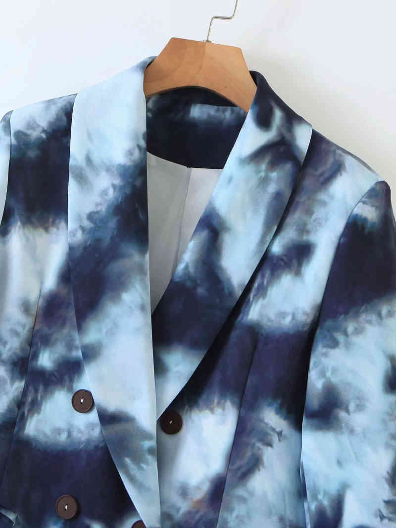 vintage women tie dye long blazer jackets fashion ladies elegant colorful jacket suits casual female chic suit girls 210430