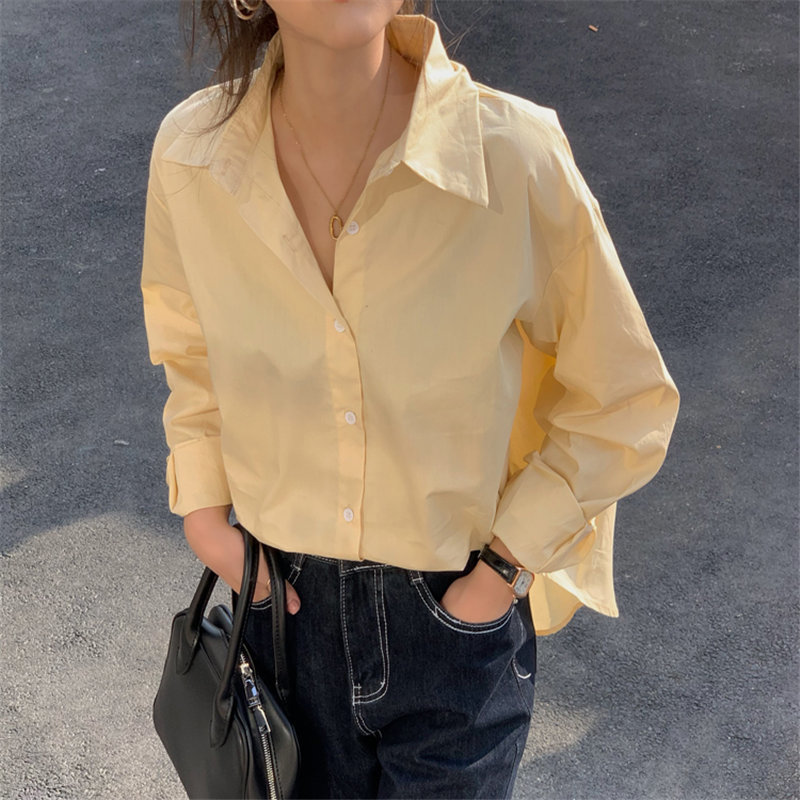 Minimalist Stylish Korean Chic Women Streetwear Outwear Shirts Office Lady Lapel OL Arrival All Match Tops 210421