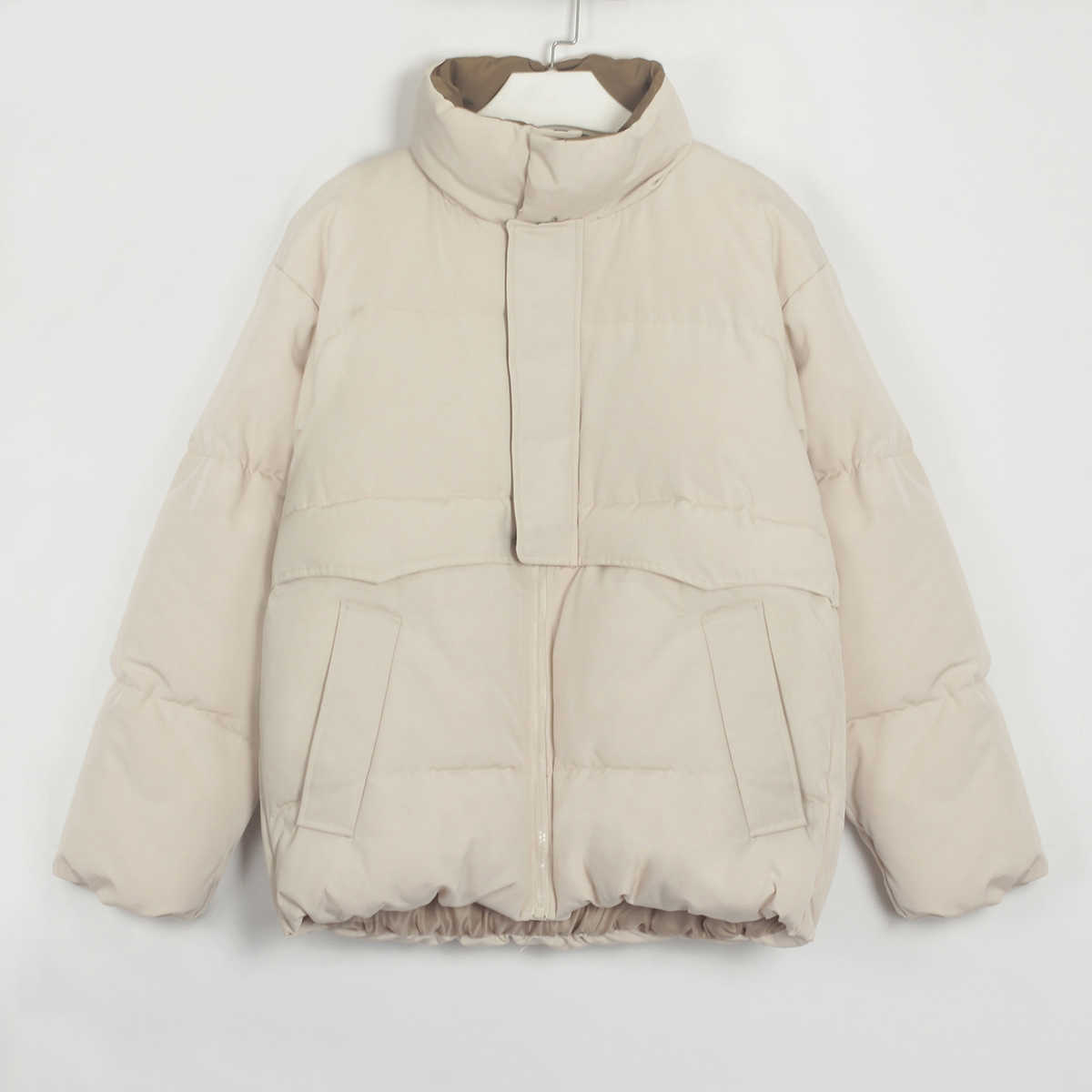 Wixra Womens Puffer Jacket Fashion Loose Patchwork Parka Solid Warm Outwear Ladies Streetwear Winter Coat Female Clothes 211013