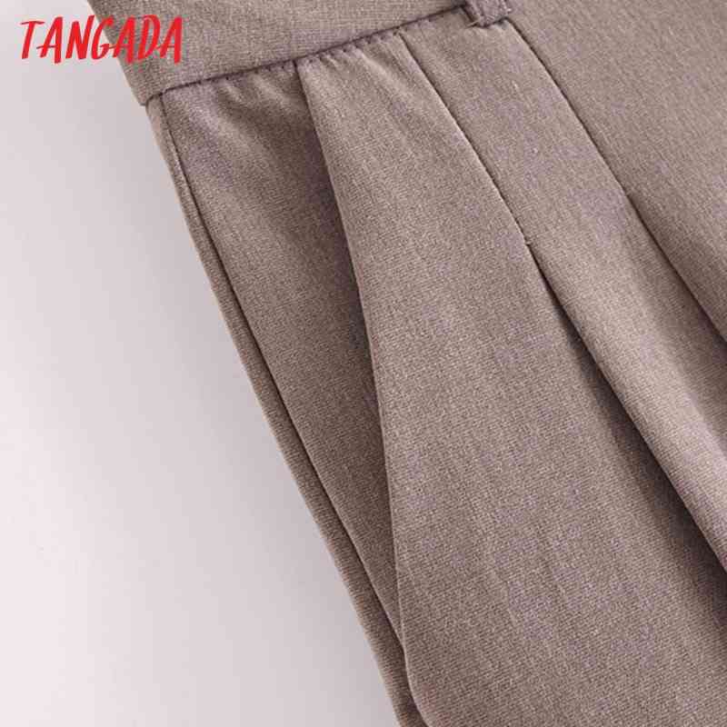 Fashion Women Boyfriend Style Long Suit Trousers Pockets Buttons Office Lady Pants Pantalon JE11 210416