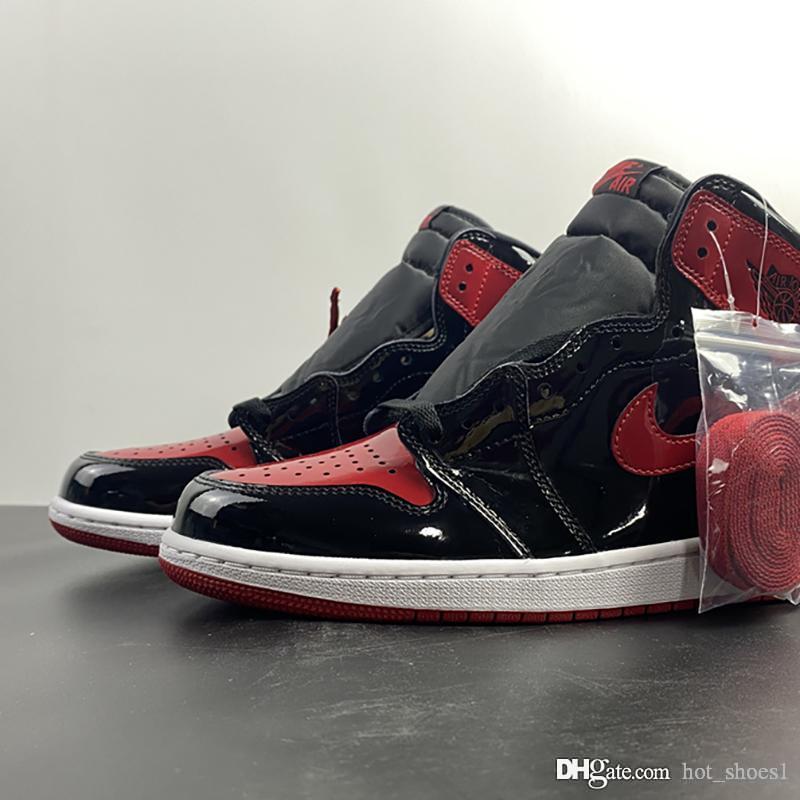 Air 1 High OG Bred Patent 555088-063 Black Red 1s I Women Men Sports Casual Shoes Sneakers Top Quality Trainers With Original Box от DHgate WW
