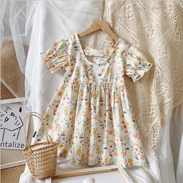 Girls floral dresses 2021 summer Korean version of baby girl children's princess dress kid clothes