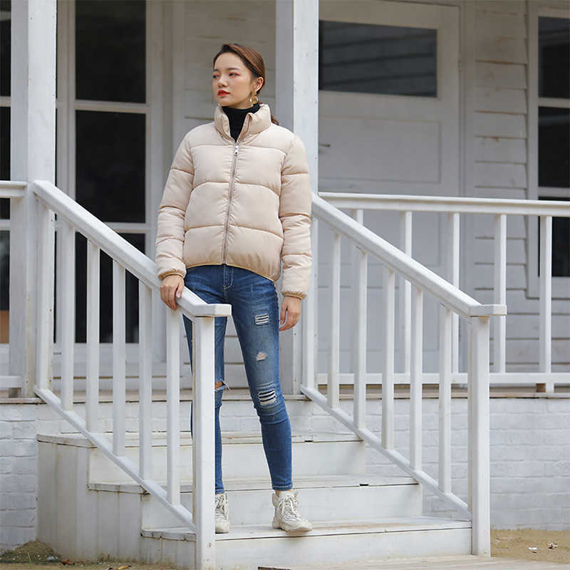 Winter Women's Puffer Jacket: Cotton Padded Short Parka Coat