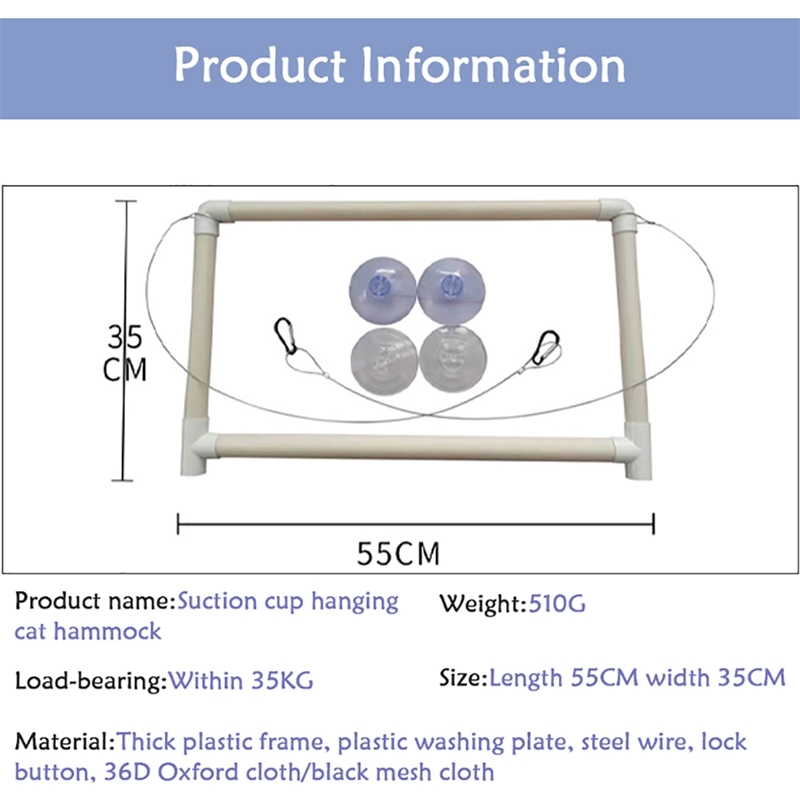 Cat Bed Hammock For Cats Lovely Breathable Lounger Installed Window Beds Cat's House Suction Cup Wall Mount Kitten Supplies Rest 210722