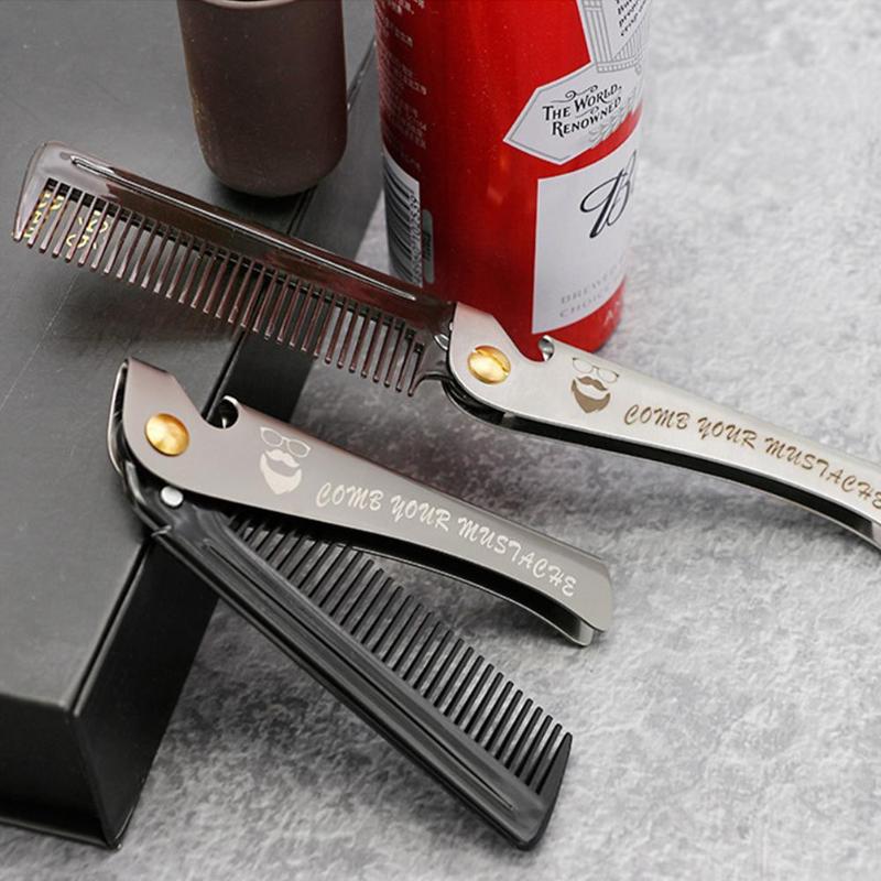 Hair Brushes Folding Steel Combs For Men Oil Head Portable Beard Styling Product Anti Static Effect Foldable Comb