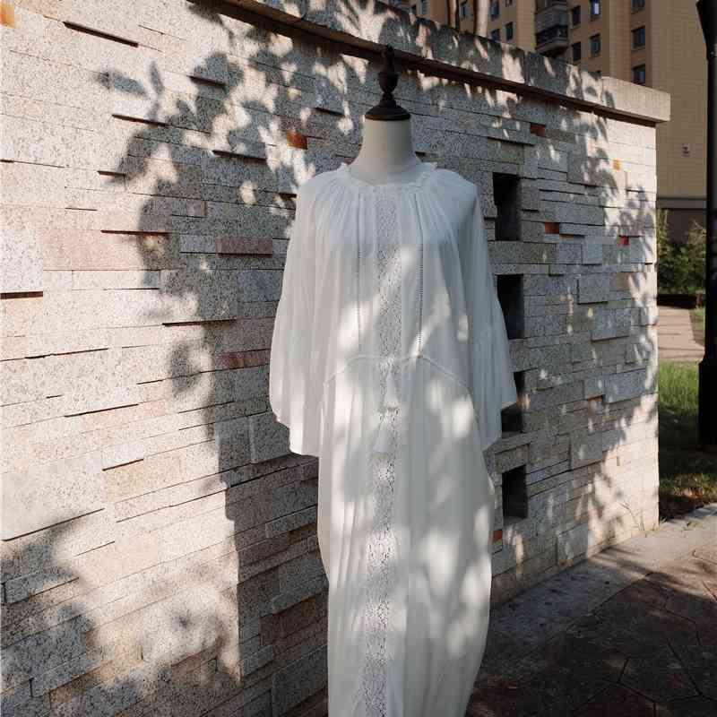 Cotton Beach Cover up Kaftans Sarong Bathing Suit s Pareos Swimsuit Womens Swim Wear Tunic #Q605 210420