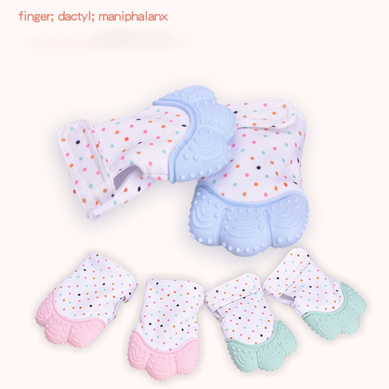 

Baby Teether Glove Silicone Teether Child Sucking Pacifier Sound Nursing Mittens for 6 Months&Up Infant Teething HHA1354