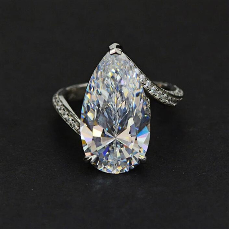 Sterg Sier Pear Cut Cubic Zirconia Engagement Ring for Women Bridal Wedding Band