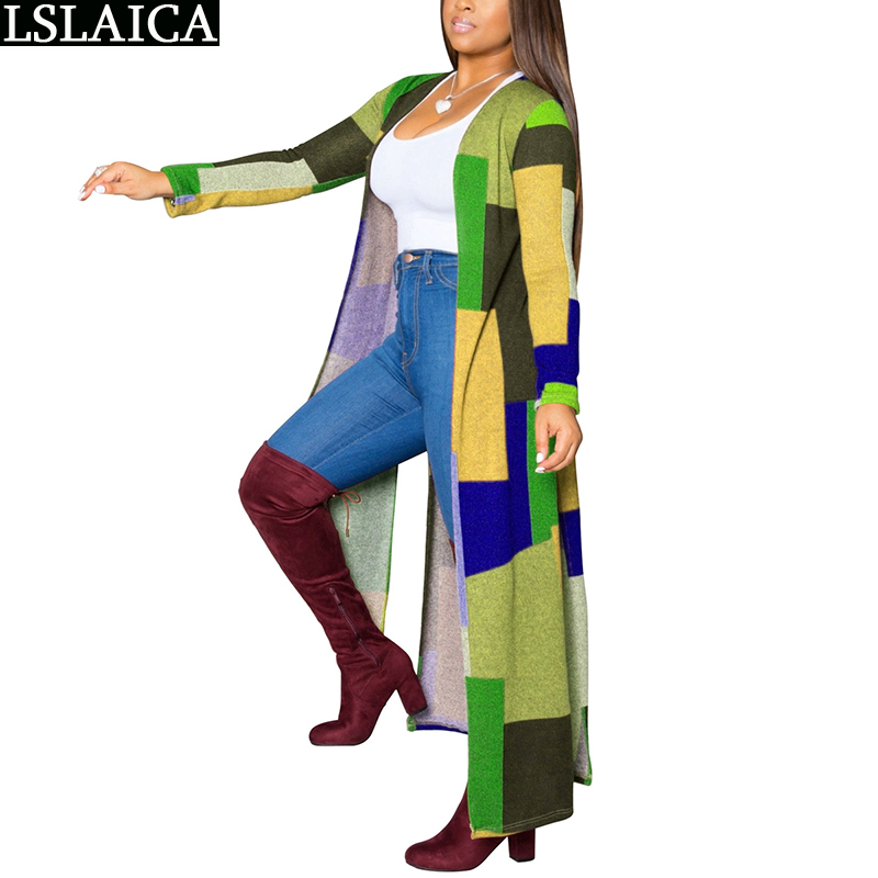 Jacket Women Patchwork Print Long Sleeve Cardigan Coat Fashion Autumn Winter Retro Clothes Casual Drop Streetwear 210520