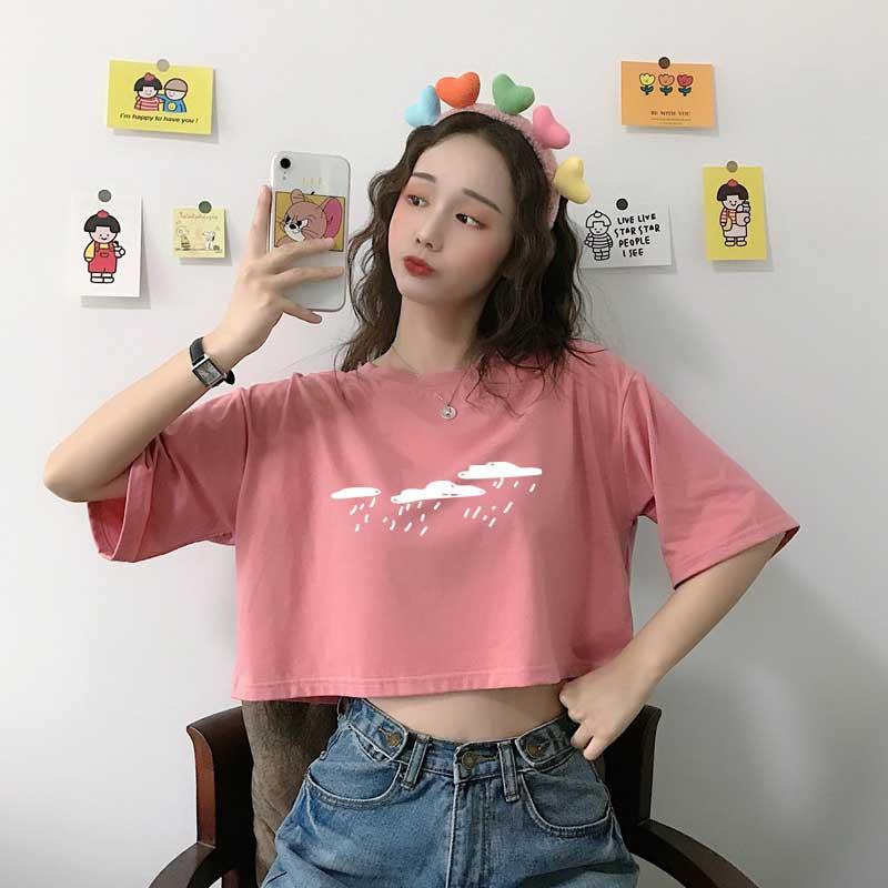 Women's T-Shirt Summer Women Crop Top Printing White Cloud Rain Pattern Casual Japanese Harajuku Style Fashion All-Match Streetwear Female T, Purple
Women's T-Shirt Summer Women Crop Top Printing White Cloud Rain Pattern Casual Japanese Harajuku Style Fashion All-Match Streetwear Female T, Purple