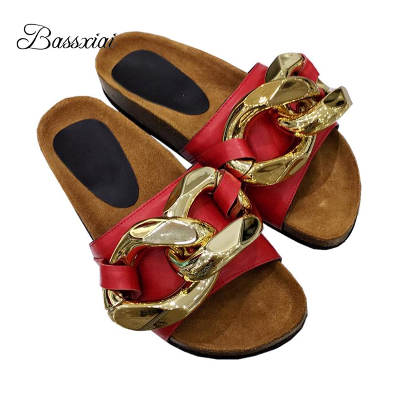 Luxury Metal Chains Decor Outwear Mules Lady Flat Heel Real Leather Multicolor Open Toe Slip-on Runway Slippers Women, Black
Luxury Metal Chains Decor Outwear Mules Lady Flat Heel Real Leather Multicolor Open Toe Slip-on Runway Slippers Women, Black