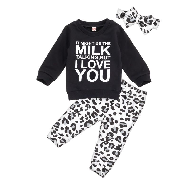 Clothing Sets Autumn Spring Baby Boys Girls Tracksuit Clothes Sweatshirt Letter Tops Sweater Leopard Trousers Pants Headband 3Pcs Set Outfit, Black
Clothing Sets Autumn Spring Baby Boys Girls Tracksuit Clothes Sweatshirt Letter Tops Sweater Leopard Trousers Pants Headband 3Pcs Set Outfit, Black