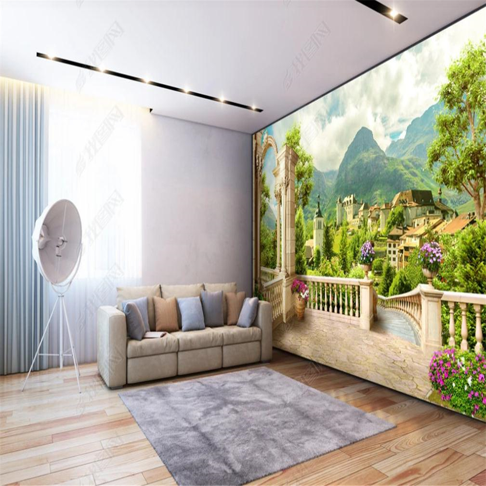 3d stereoscopic wallpaper Roman column balcony small town scenery 3d background wall, Green
3d stereoscopic wallpaper Roman column balcony small town scenery 3d background wall, Green