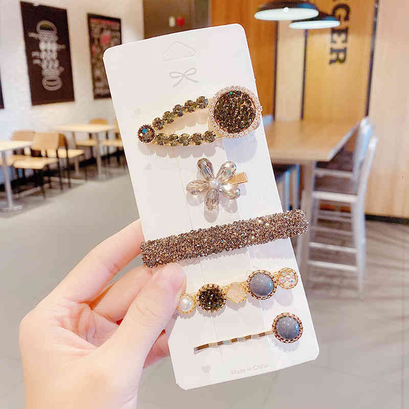 Hair Jewelry Accessories 2021 Korean Version Net Red Diamond Pin Pearl Side Bangs Temperament Girl Full