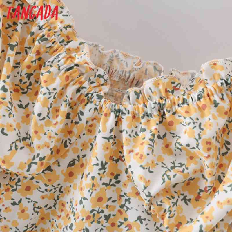 Summer Women Floral Print Vintage Puff Short Sleeve Ladies Dress Vestidos 2M146 210416