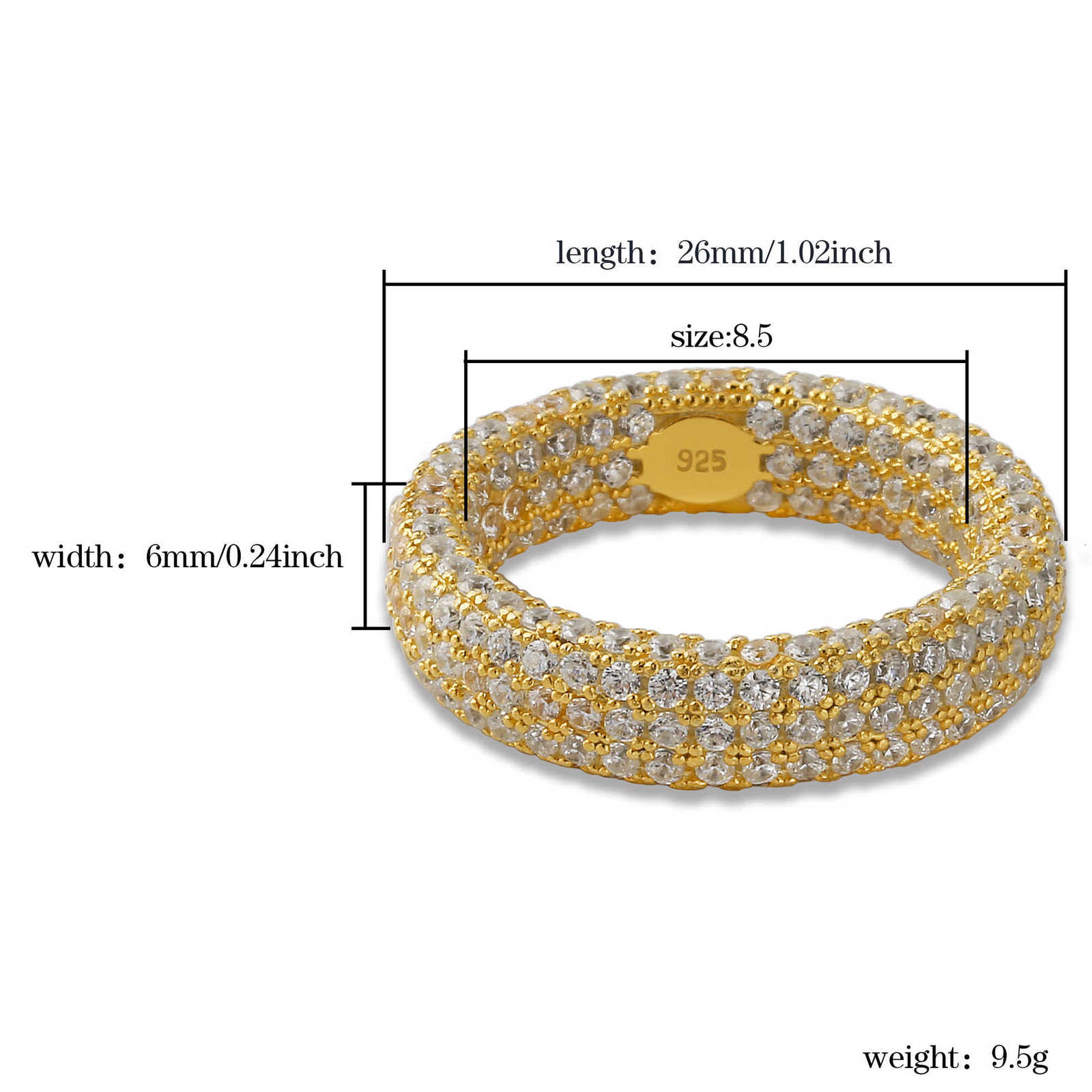 Quality 925 Sterling Silver Stamp Ring Full Iced Out Cubic Zirconia Mens Women Engagement Rings Charm Jewelry For Gifts 211012