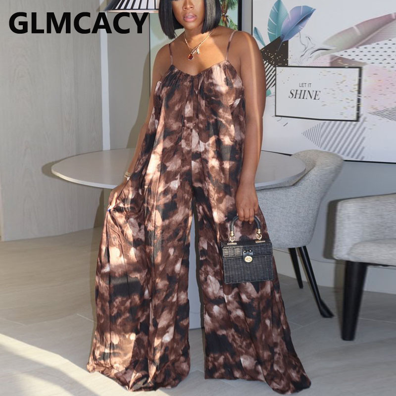 Women Camo Printed Spaghetti Strap Loose Jumpsuits Casual Wide Leg Pants Ovearlls Jumpsuits, Brown
Women Camo Printed Spaghetti Strap Loose Jumpsuits Casual Wide Leg Pants Ovearlls Jumpsuits, Brown