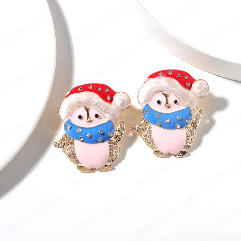 Snowman Earrings Women Festive Sparkly Rhinestone Dangle Earrings Christmas Jewelry Holiday Cheer