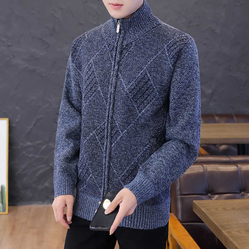 Zipper Cardigan Sweater Men Fashion Korean Style Men Clothing Slim Mens Sweater Long Sleeve Knitted Cardigans Oversize 210820