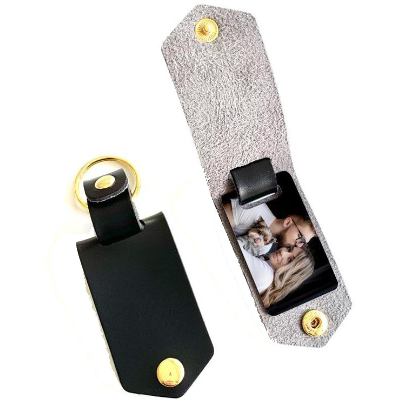 Leather Keychains Pendant Sublimation Blank Aluminum Alloy Car Keychain Keyring Heat Transfer DIY Decorative Key Chain 6 Colors