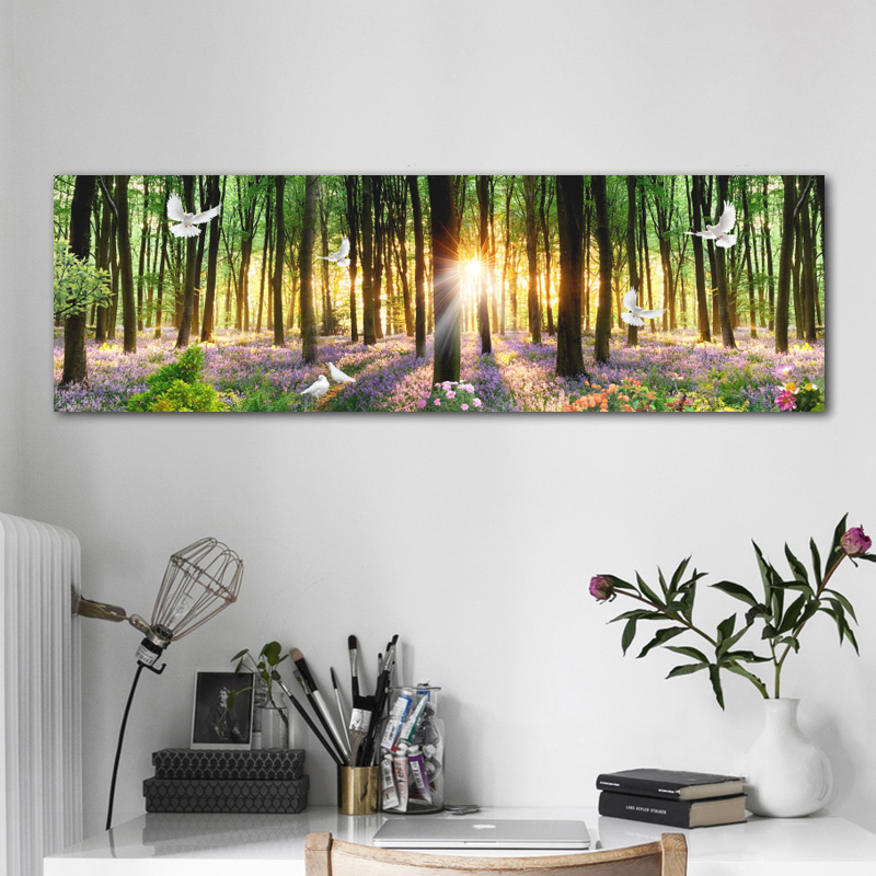 Green Tree Posters Forest Sunshine Canvas Prints Modern Wall Art for Living Room Home Decor HD Pictures Landscape Bed Painting