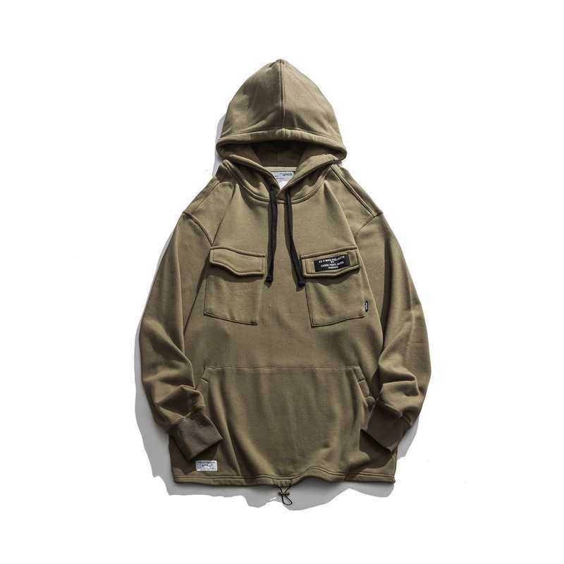 Pullover Oversized Hoodie Men Army Green Harajuku Hoodie Sweatershirt Japanese Streetwear Hip Hop Loose Casual Autumn Cotton 210603