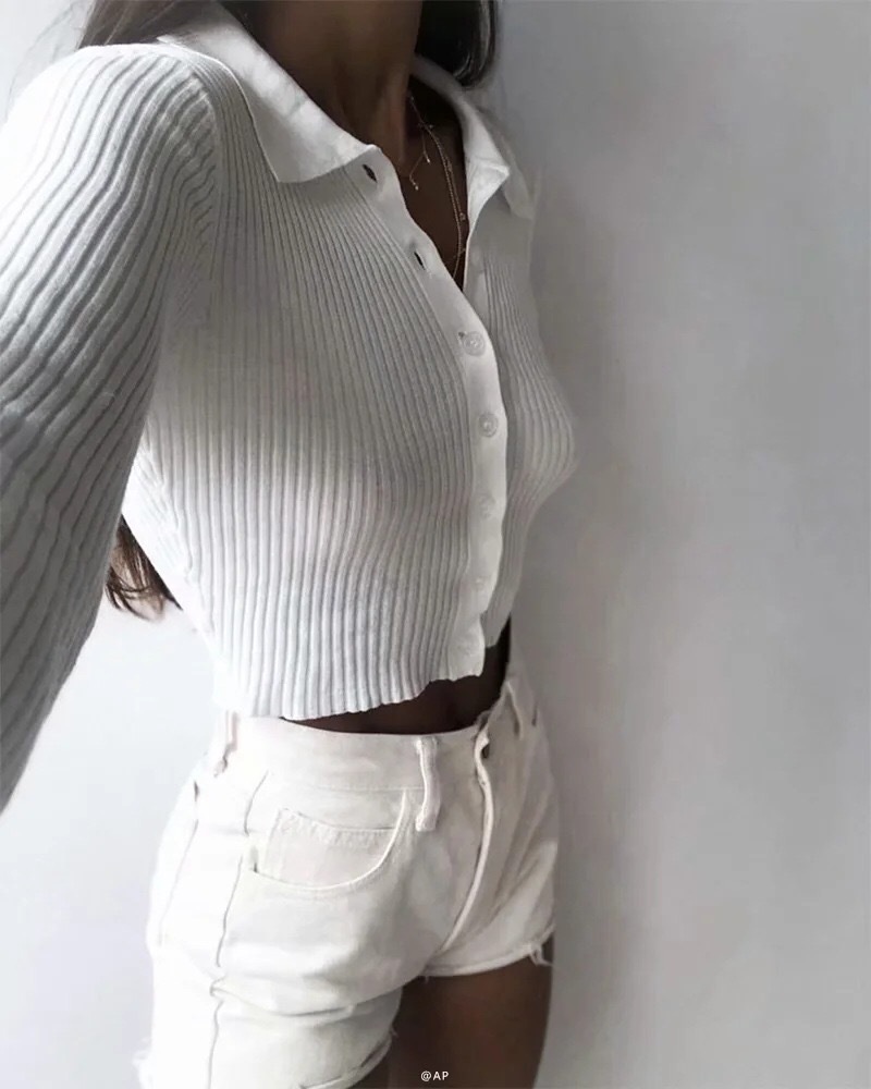 CHIC Retro Knitting Single Breasted Button Lapel Cardigan Sweater Woman Stripe line Long Sleeve Jumper Knitted Knitwear 210429