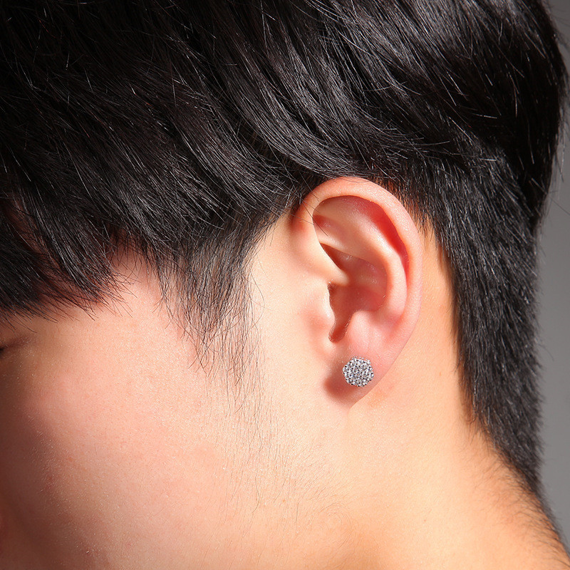 Europe and America Fashion Earrings Gold Plated Full CZ 925 Silver Earrings Studs for Men Women Nice Gift