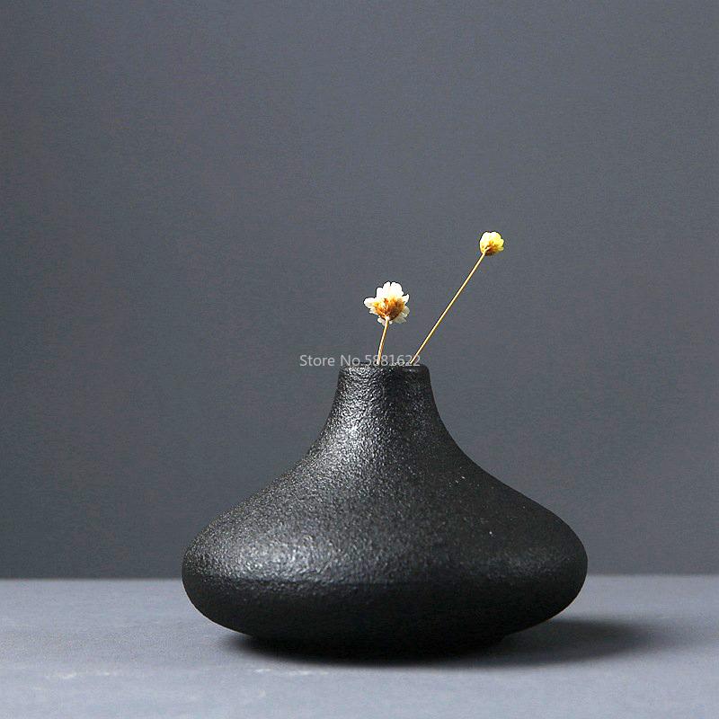 Modern 8 Style Black Ceramic Flower Arrangement Small Vase Home Decoration Tabletop Ornament Crafts Vases